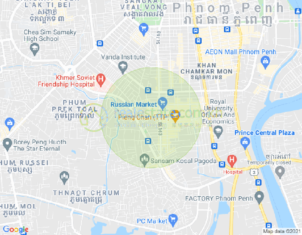 Map of Toul Tum Poung 1, Chamkarmon, Phnom Penh