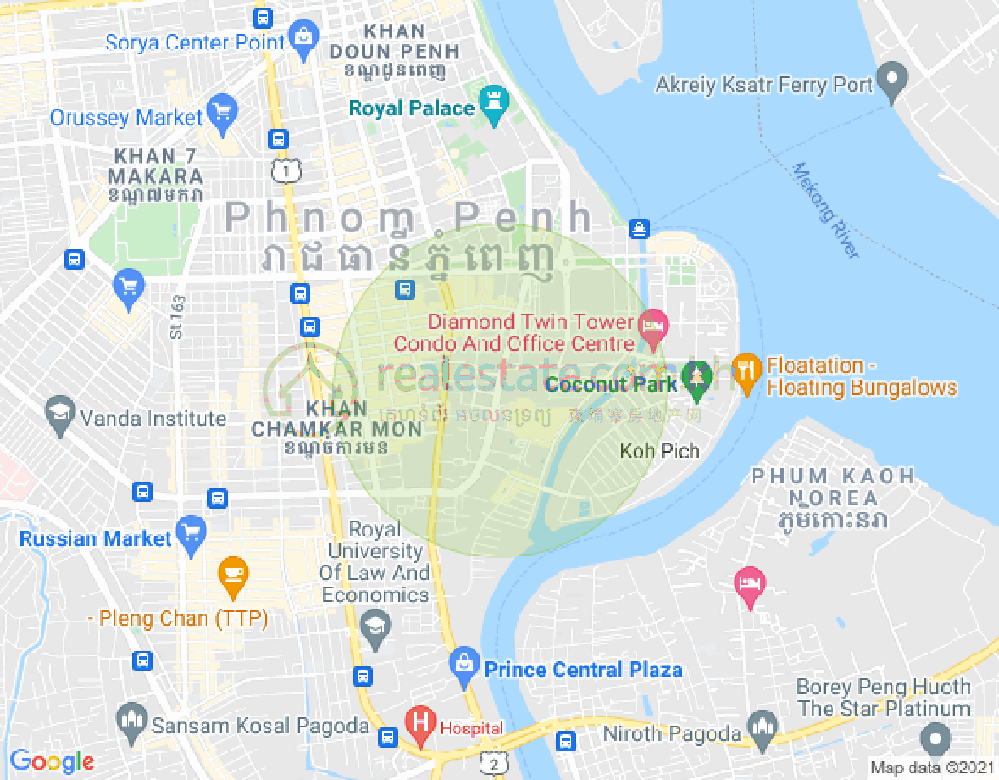 Карта Тонле Бассак, Чамкармон, Пномпень
