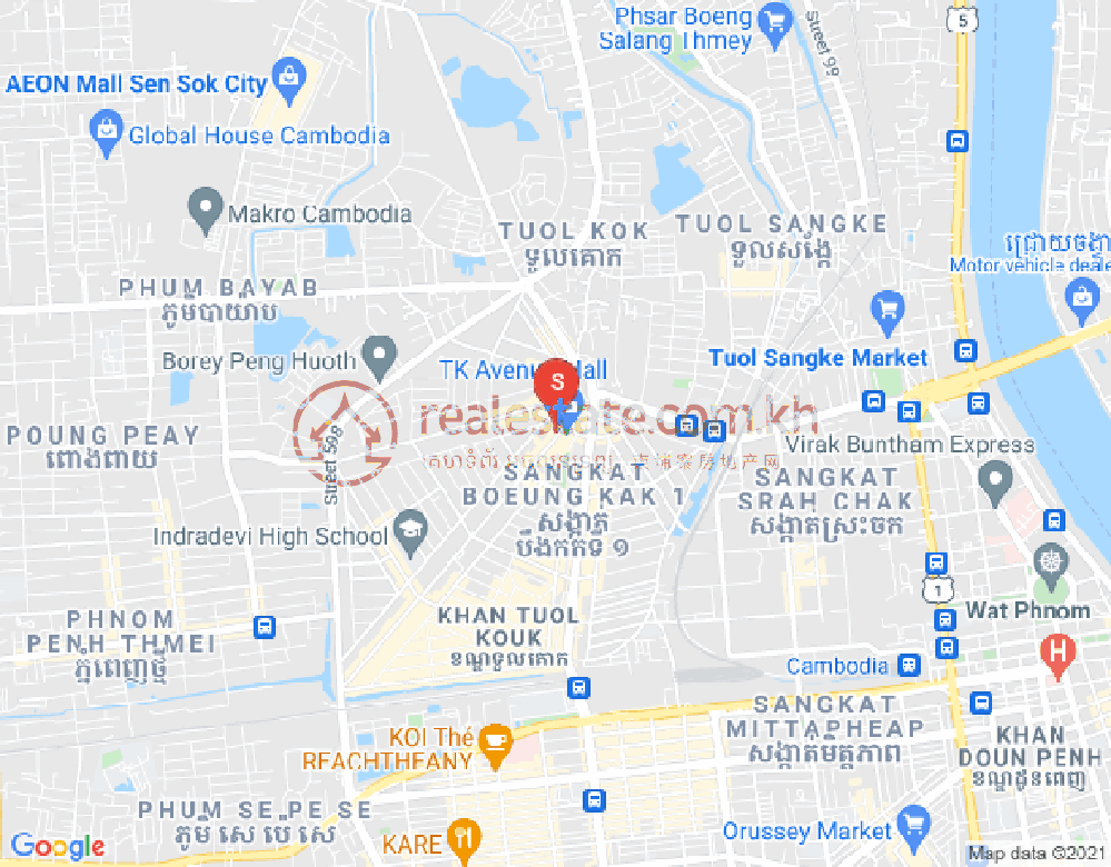 ブン・カック1, トゥールコーク, プノンペンの地図