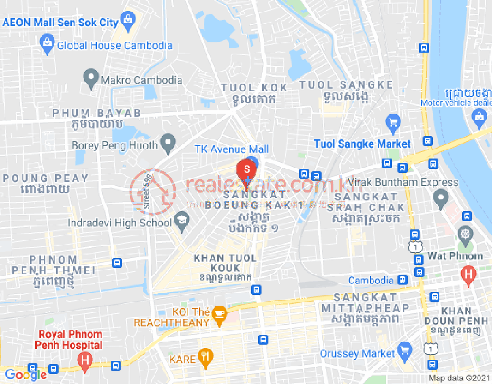 ブン・カック1, トゥールコーク, プノンペンの地図
