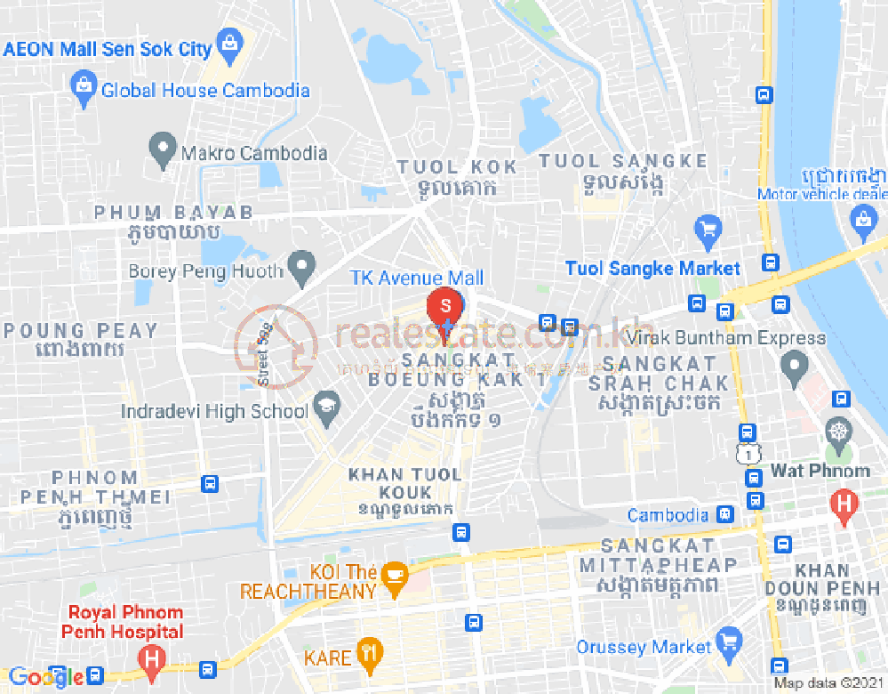 ブン・カック1, トゥールコーク, プノンペンの地図
