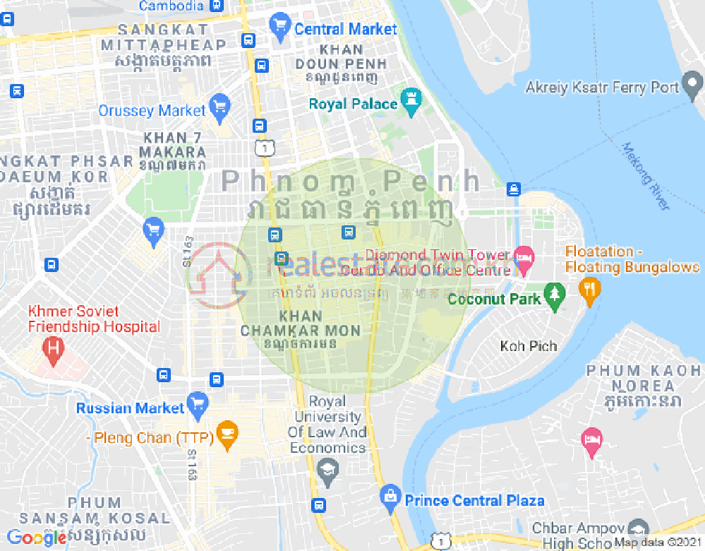 万景岗1分区（BKK1), 波哥堪, 金边地图