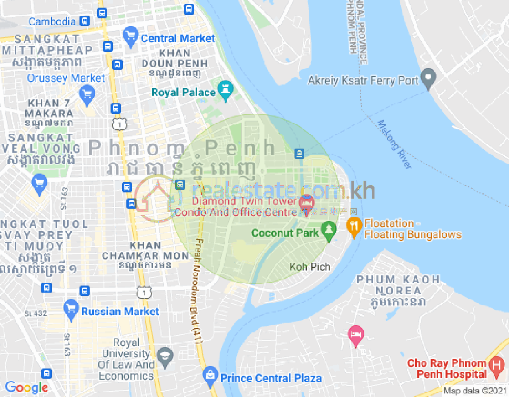 Map of Tonle Bassac, Chamkarmon, Phnom Penh