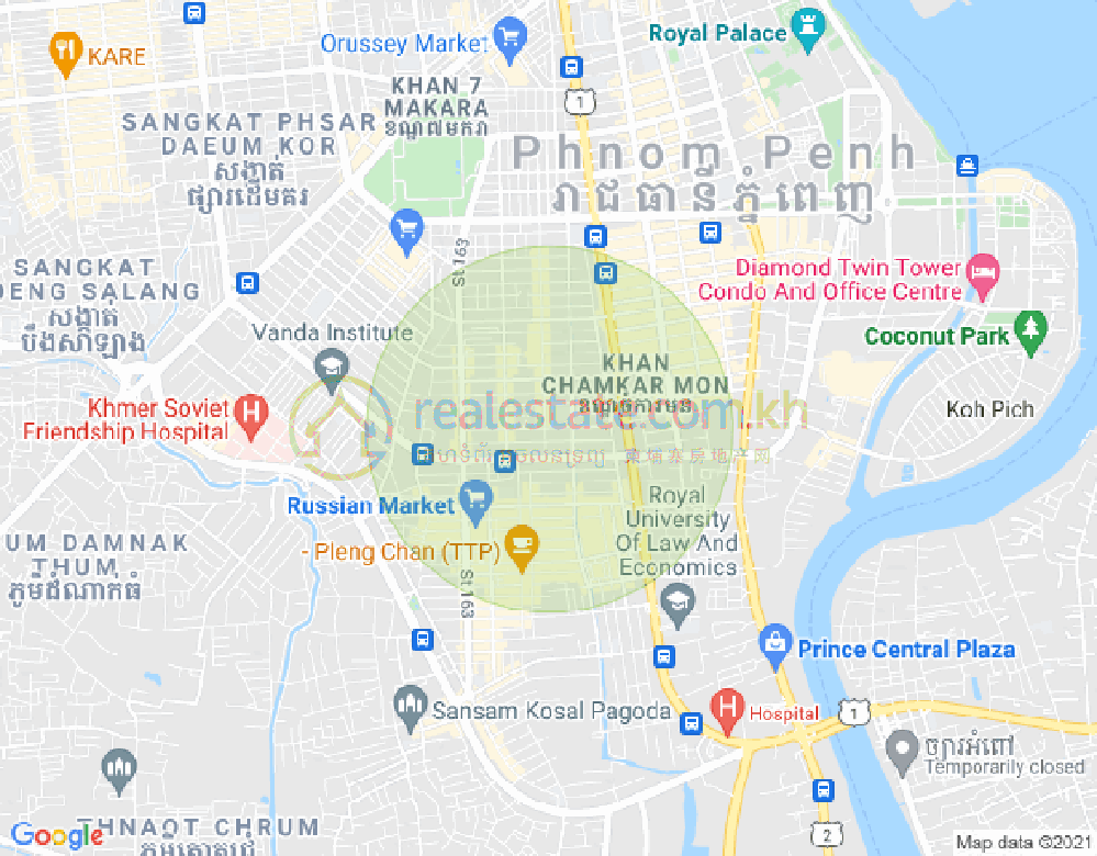 St.390, 万景岗2分区（BKK2), 波哥堪, 金边地图