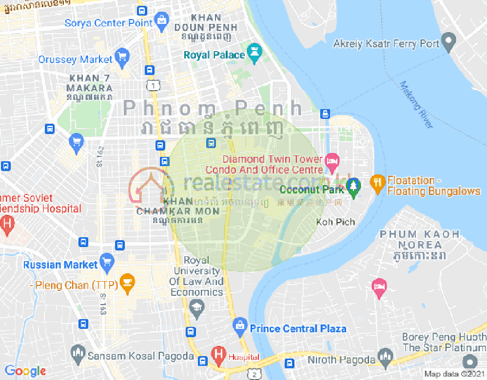 Mapa: BKK 1, Boeng Keng Kang, Phnom Penh