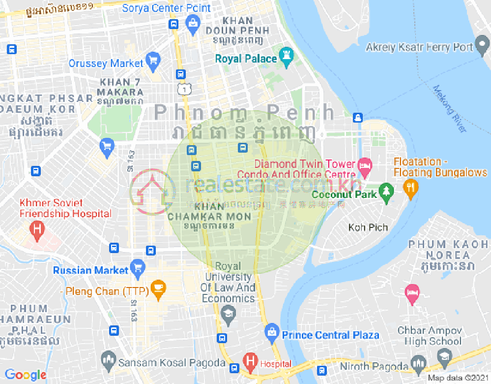 St.334, BKK 1, ボンケンコン, プノンペンの地図
