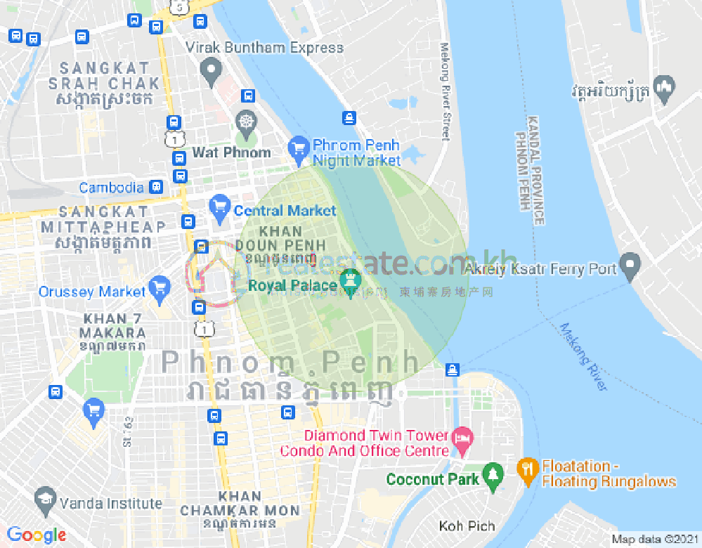四臂湾分区, 隆边区, 金边地图