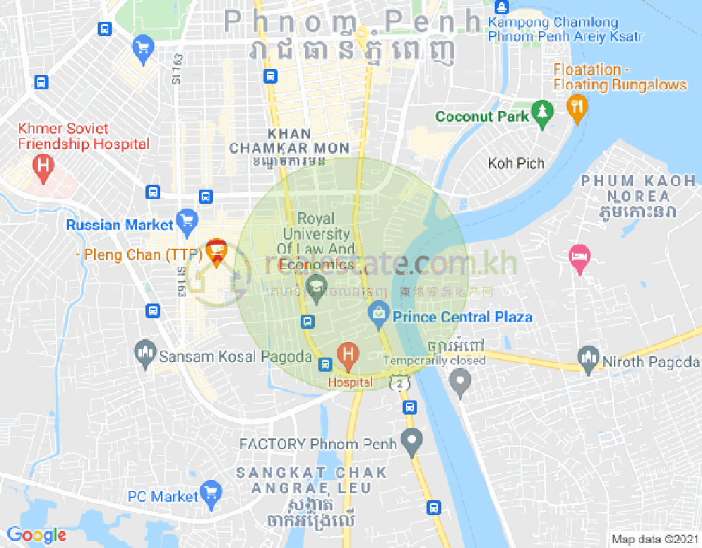 ផែនទី ទន្លេបាសាក់, ចំការមន, ភ្នំពេញ