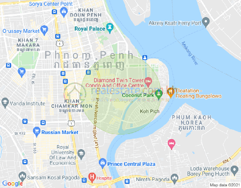 ផែនទី ទន្លេបាសាក់, ចំការមន, ភ្នំពេញ