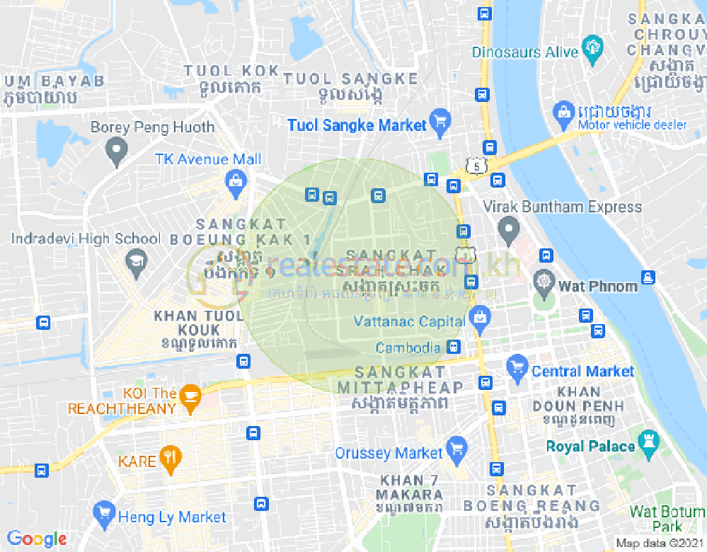 Map of Boeung Kak 1, Toul Kork, Phnom Penh