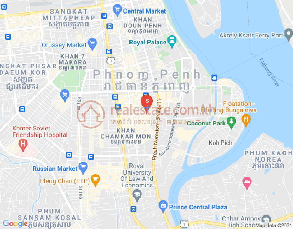 Map of Tonle Bassac, Chamkarmon, Phnom Penh