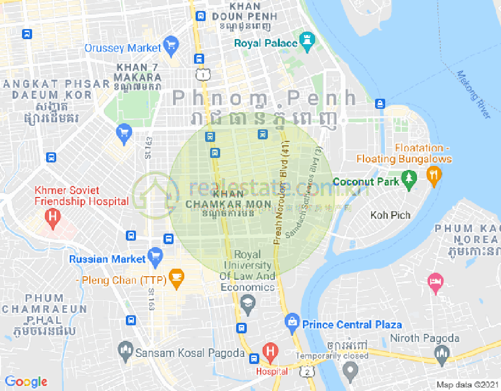 万景岗1分区（BKK1), 波哥堪, 金边地图