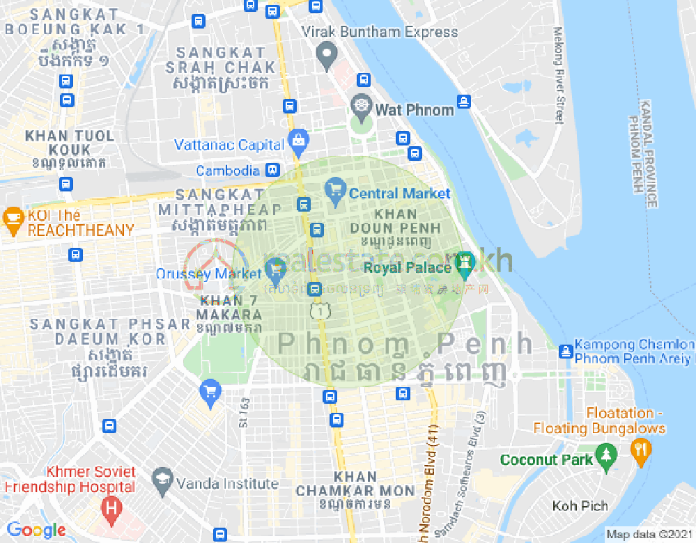 Map of Phsar Thmei I, Daun Penh, Phnom Penh