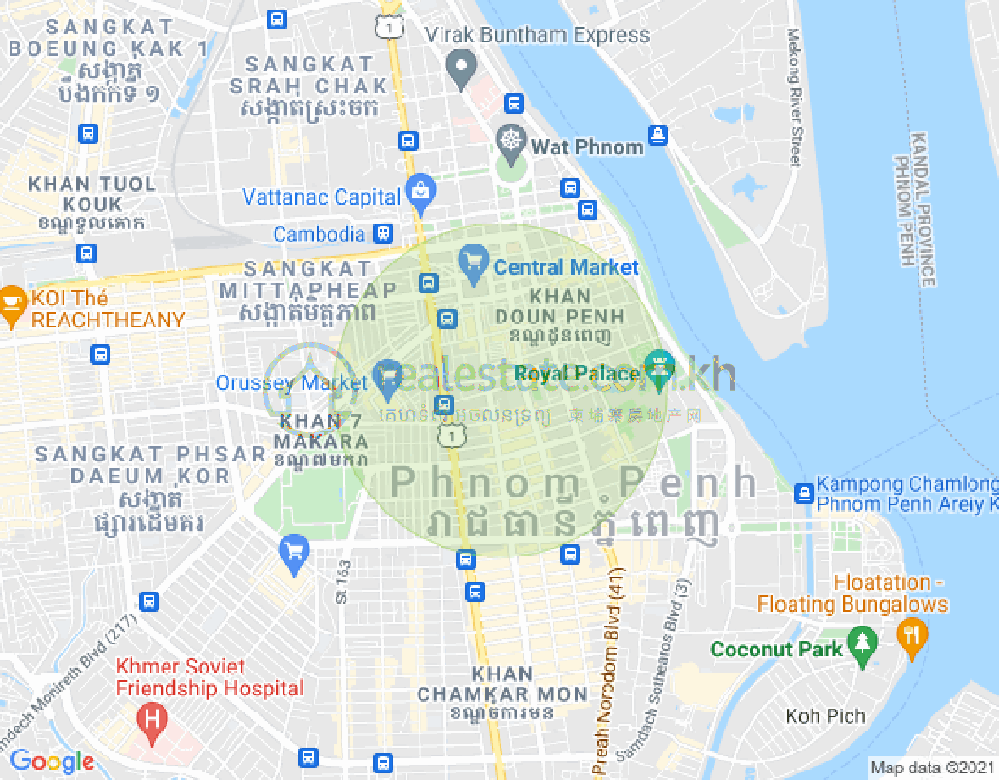 Map of Phsar Thmei I, Daun Penh, Phnom Penh