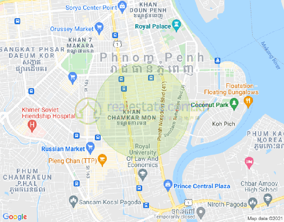 352, BKK 1, ボンケンコン, プノンペンの地図
