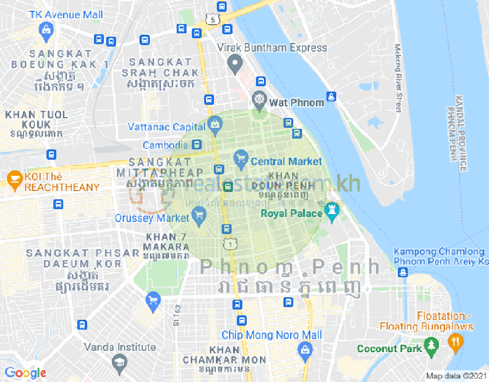 Mapa: Phsar Thmei I, Daun Penh, Phnom Penh