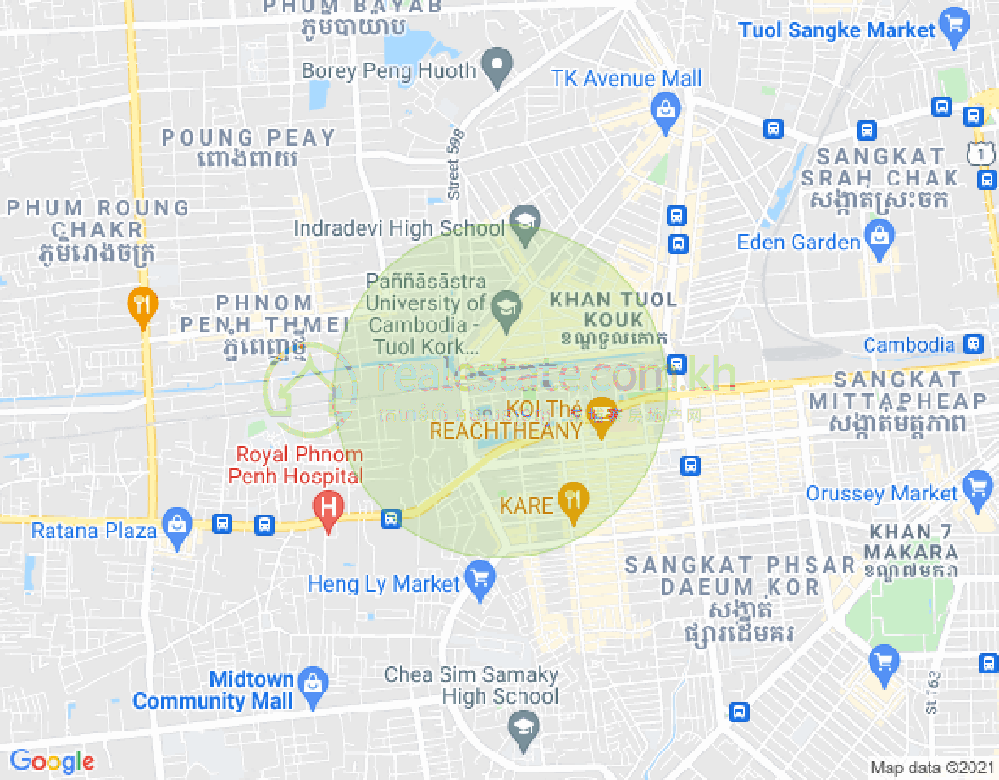 Map of Boeung Kak 2, Toul Kork, Phnom Penh