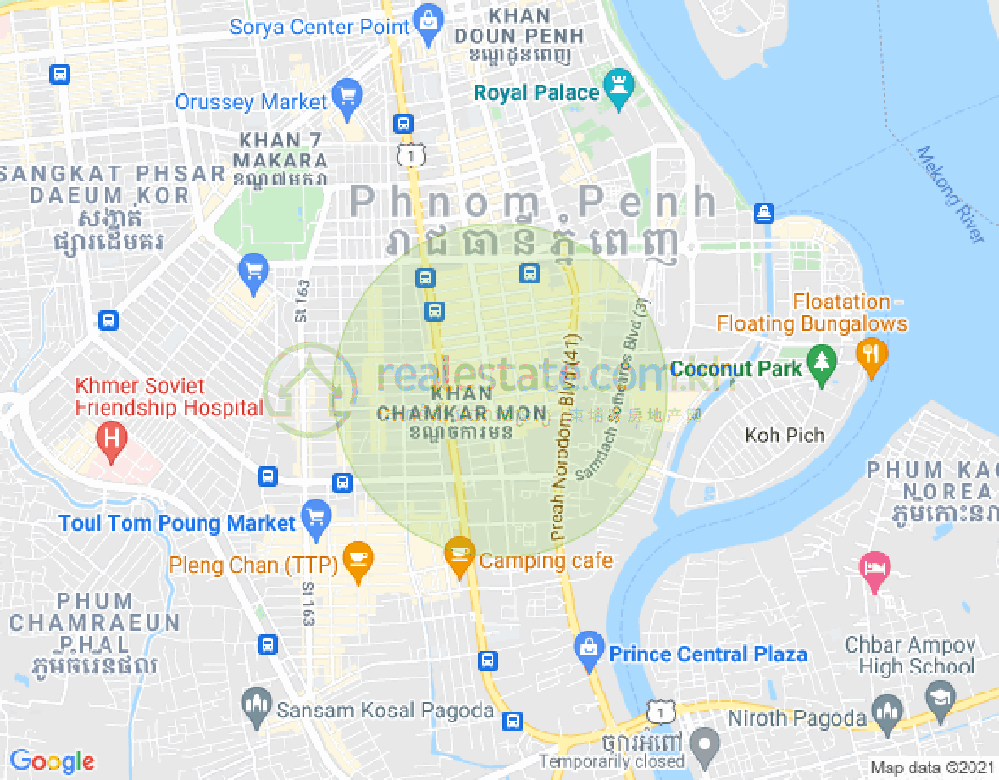 万景岗1分区（BKK1), 波哥堪, 金边地图