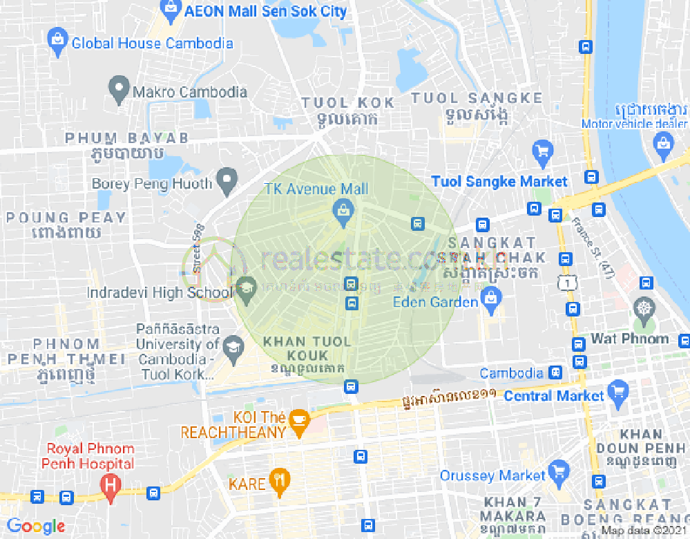 Map of Boeung Kak 1, Toul Kork, Phnom Penh