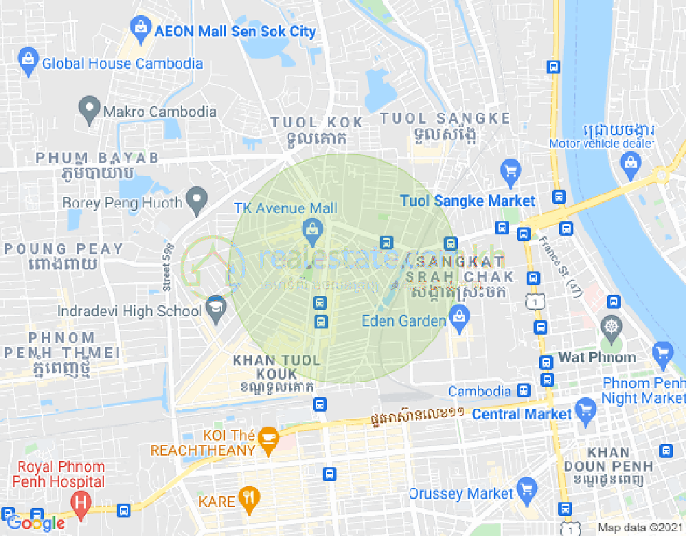 ブン・カック1, トゥールコーク, プノンペンの地図