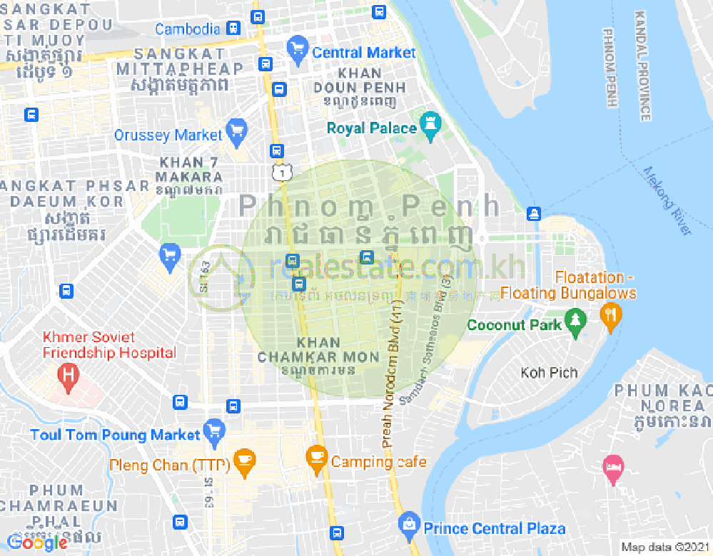 BKK 1, ボンケンコン, プノンペンの地図
