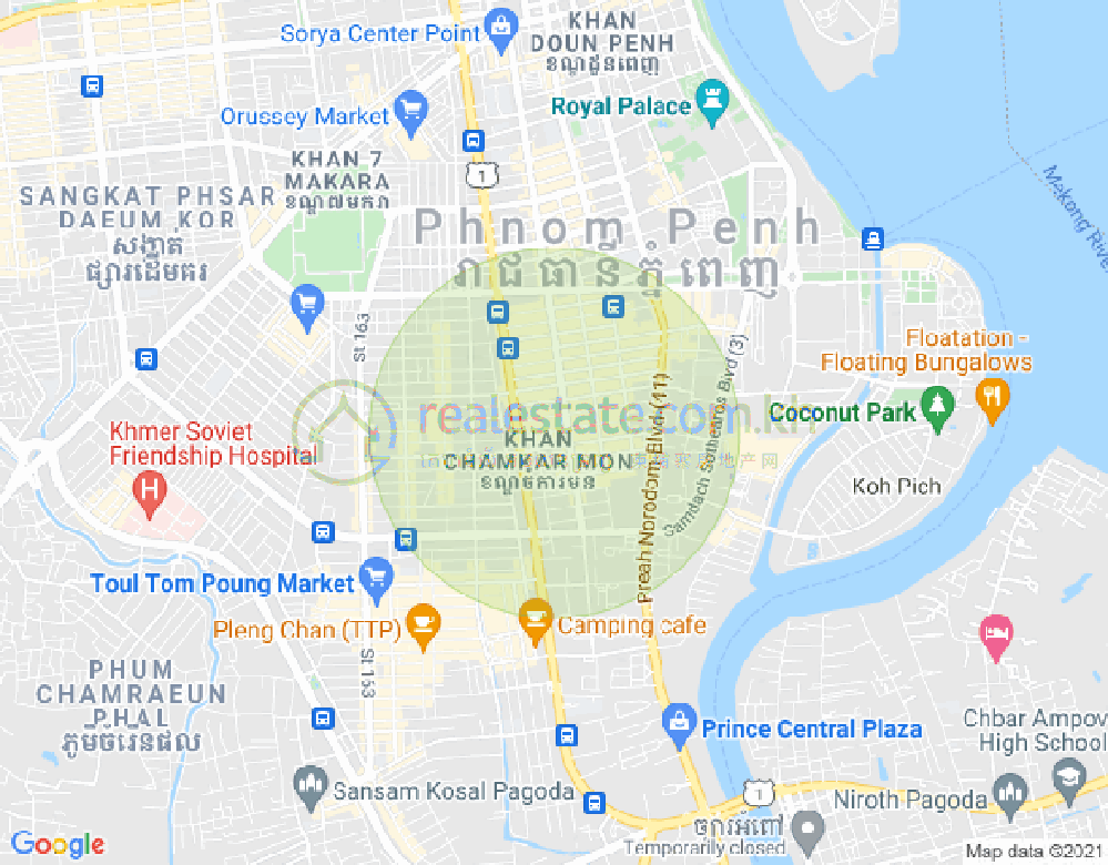 万景岗1分区（BKK1), 波哥堪, 金边地图
