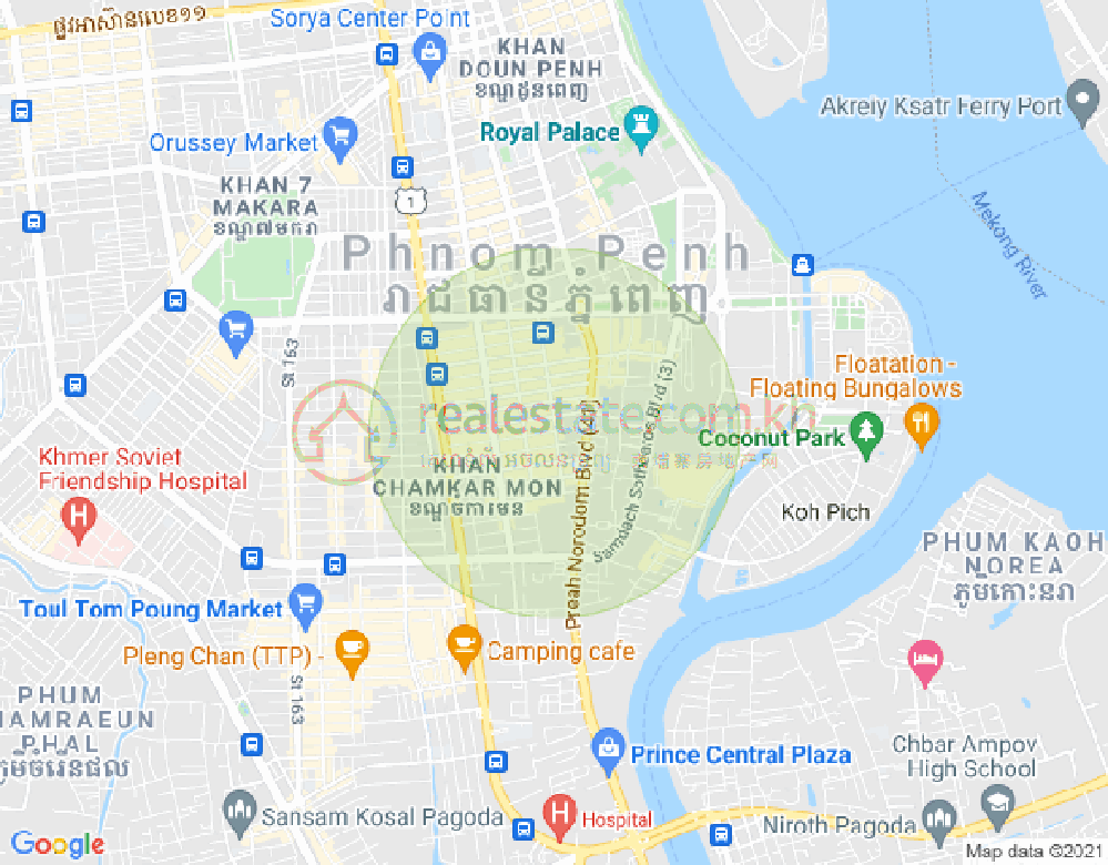 BKK 1, ボンケンコン, プノンペンの地図