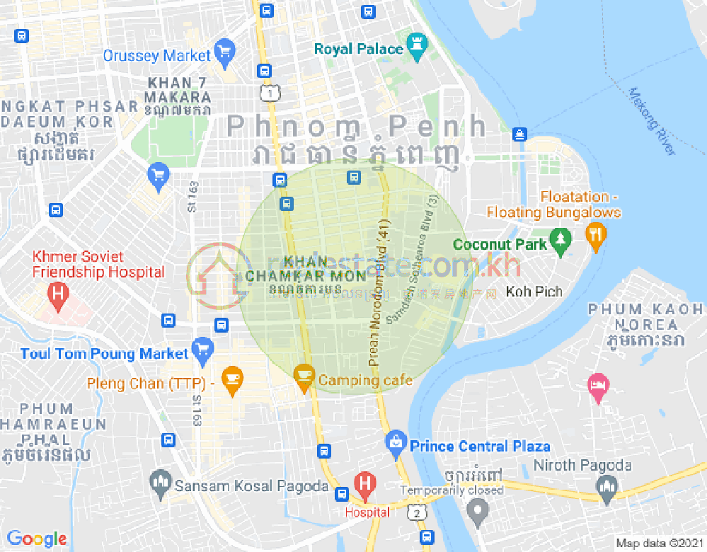Map of BKK 1, Boeng Keng Kang, Phnom Penh