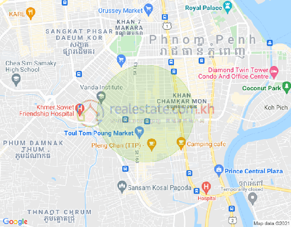 万景岗3分区（BKK3), 波哥堪, 金边地图