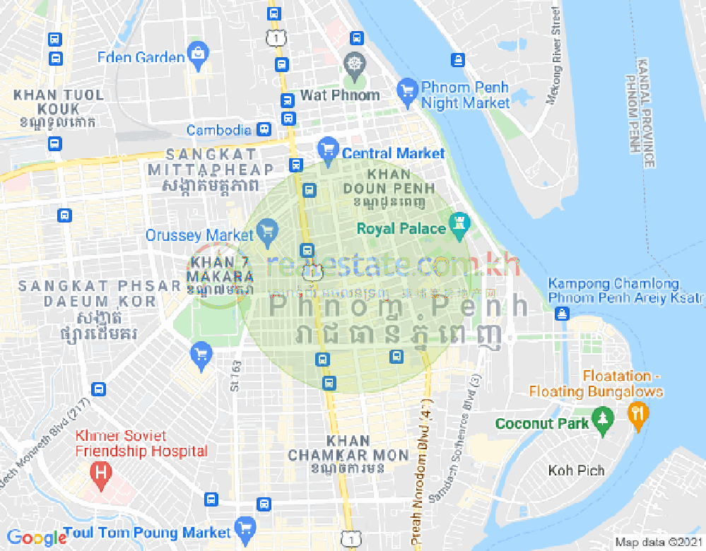 Mapa: Boeng Reang, Daun Penh, Phnom Penh