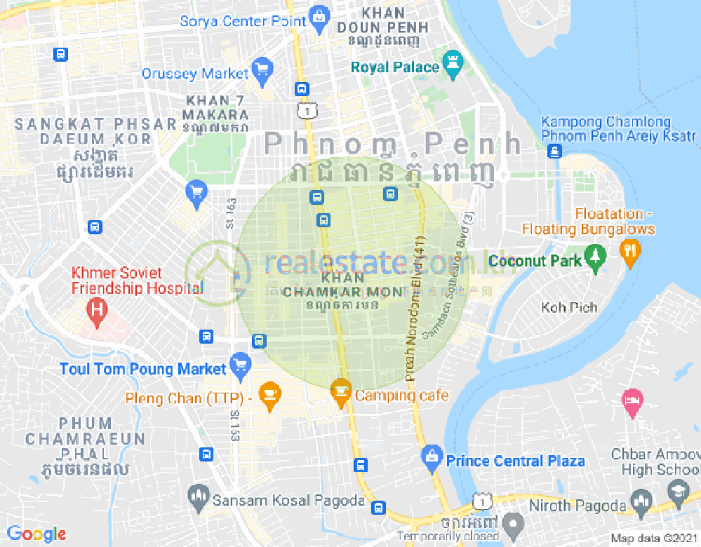 万景岗1分区（BKK1), 波哥堪, 金边地图