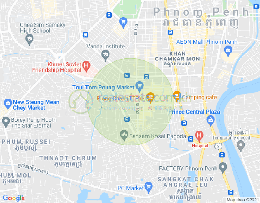 Map of Toul Tum Poung 2, Chamkarmon, Phnom Penh