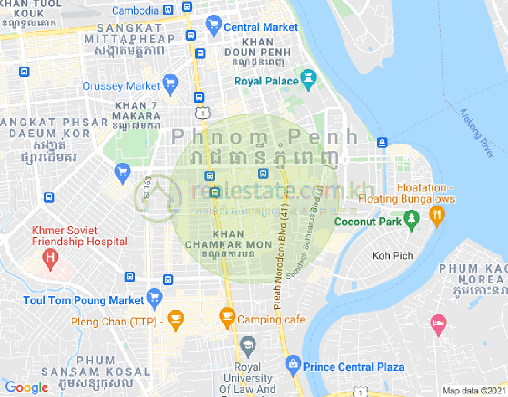 288, BKK 1, ボンケンコン, プノンペンの地図