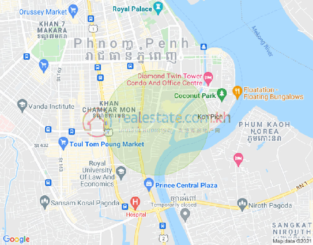 Map of Acacia, Tonle Bassac, Chamkarmon, Phnom Penh