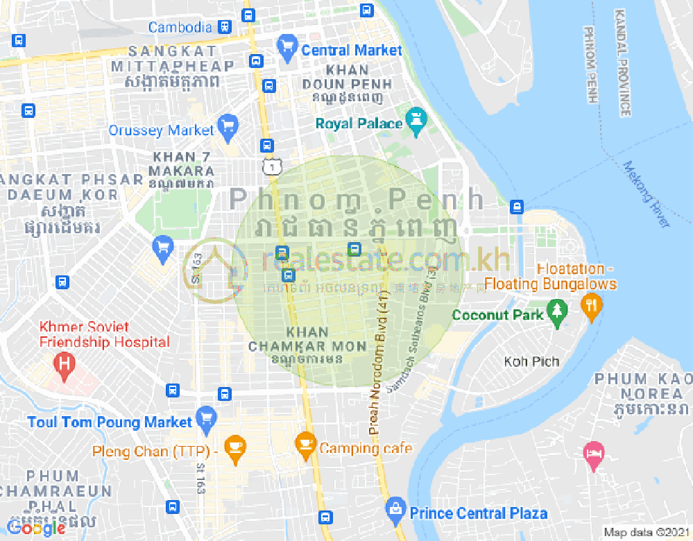 282, BKK 1, ボンケンコン, プノンペンの地図