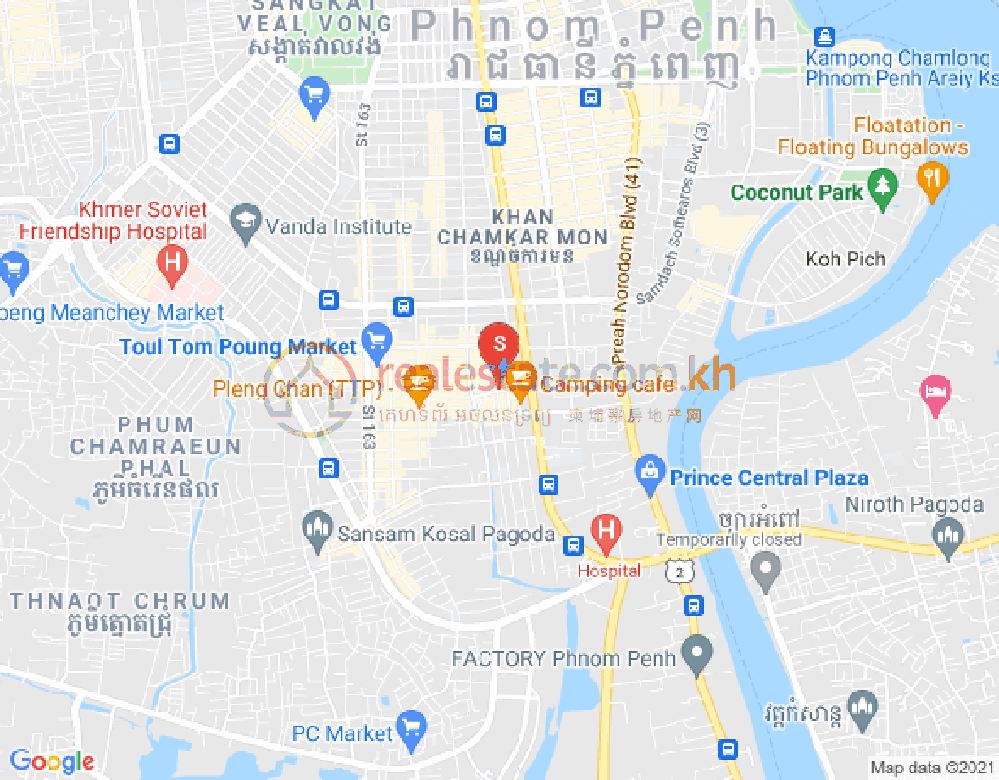 Map of Boeung Trabek, Chamkarmon, Phnom Penh