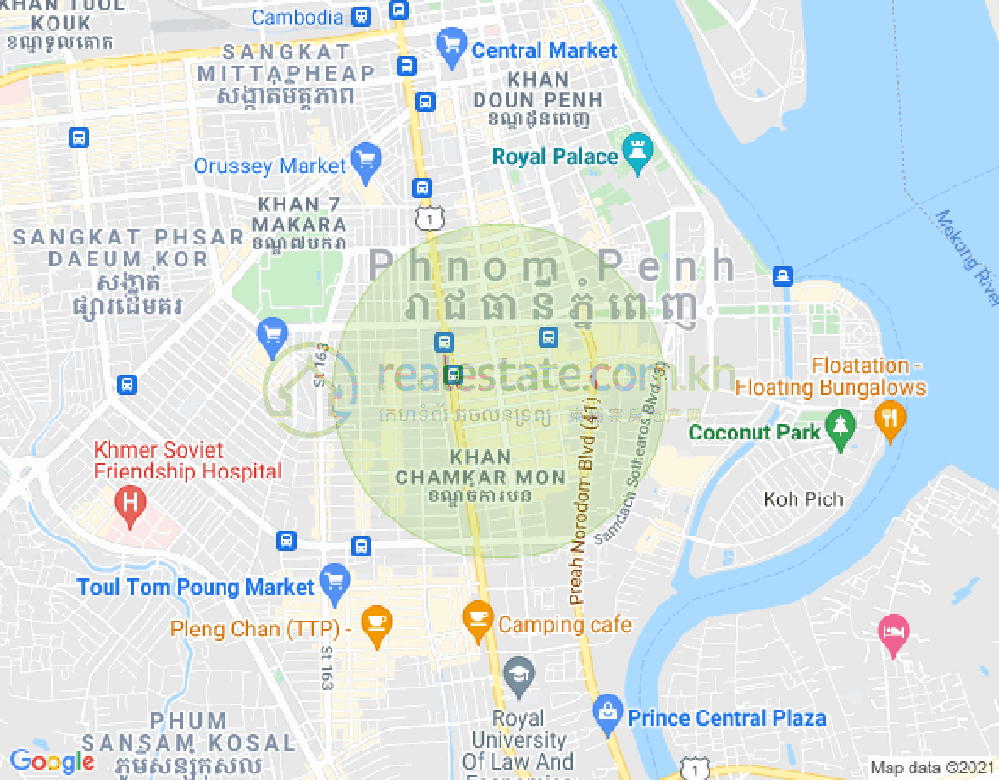 P’aem Trasak, BKK 1, ボンケンコン, プノンペンの地図