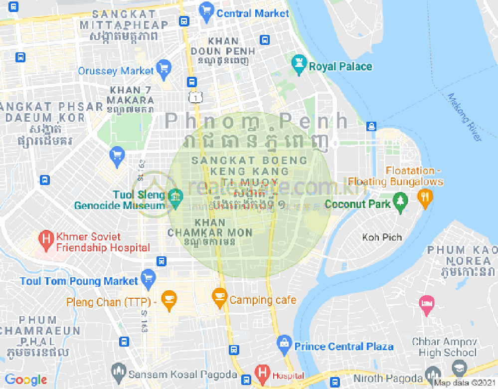 万景岗1分区（BKK1), 波哥堪, 金边地图