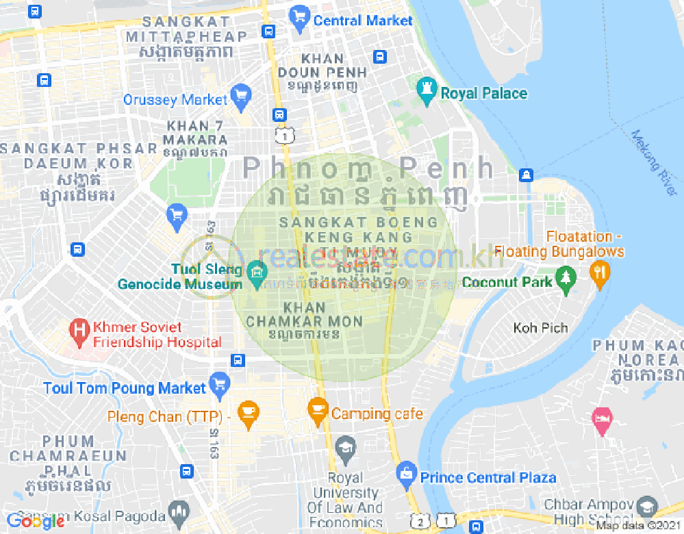 万景岗1分区（BKK1), 波哥堪, 金边地图