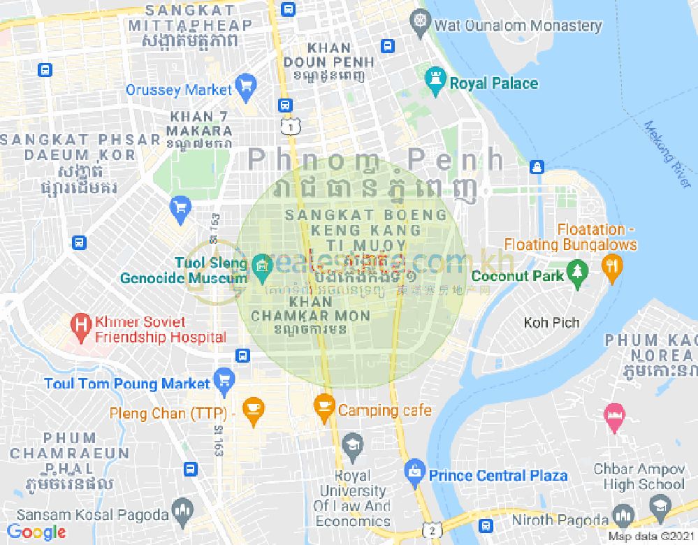 BKK 1, ボンケンコン, プノンペンの地図