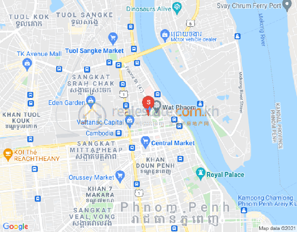Map of Boeng Reang, Daun Penh, Phnom Penh