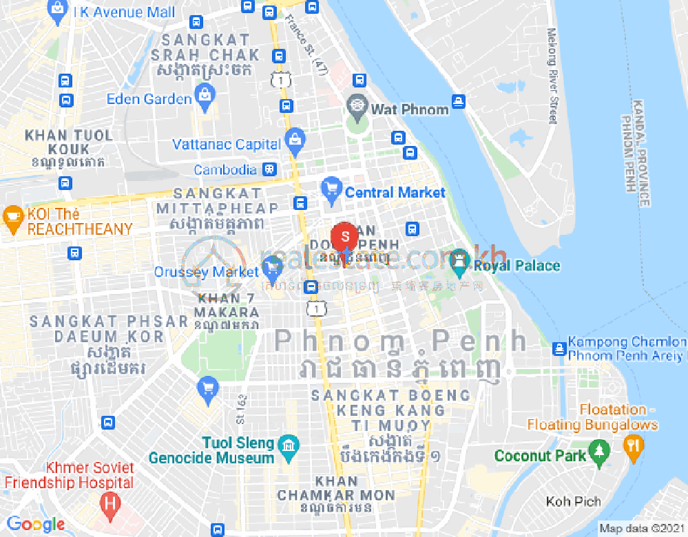 Mapa: Phsar Thmei II, Daun Penh, Phnom Penh