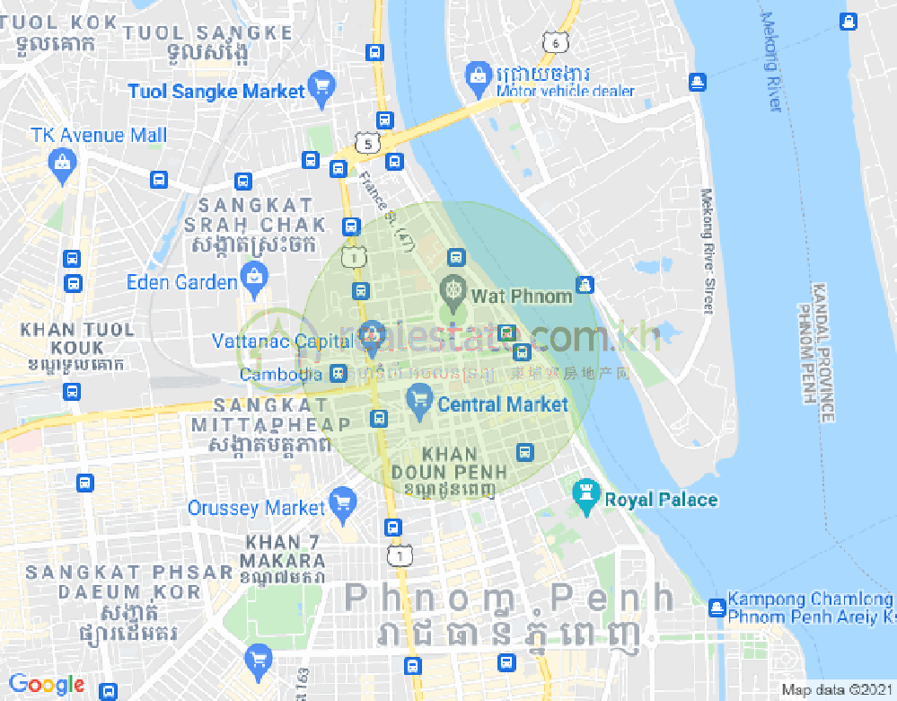 塔仔山, 隆边区, 金边地图