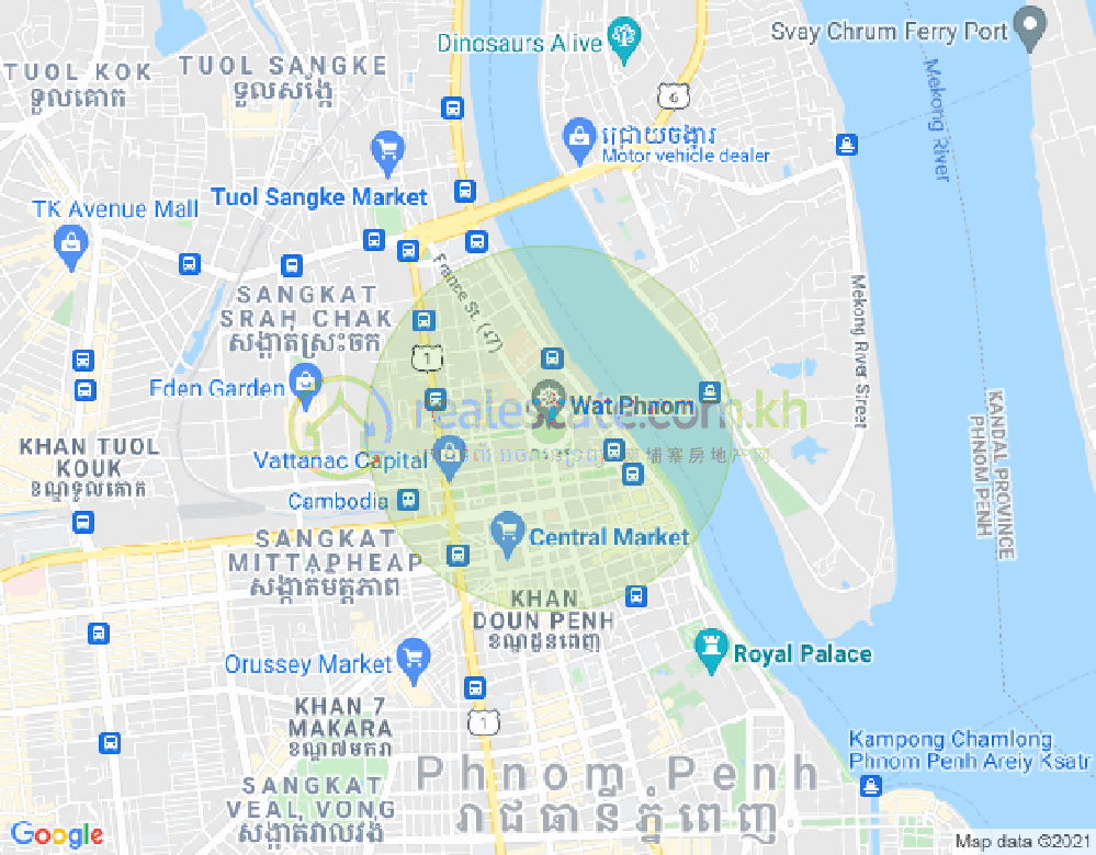 แผนที่ วัดพนม, ดวนป็ญ, พนมเปญ