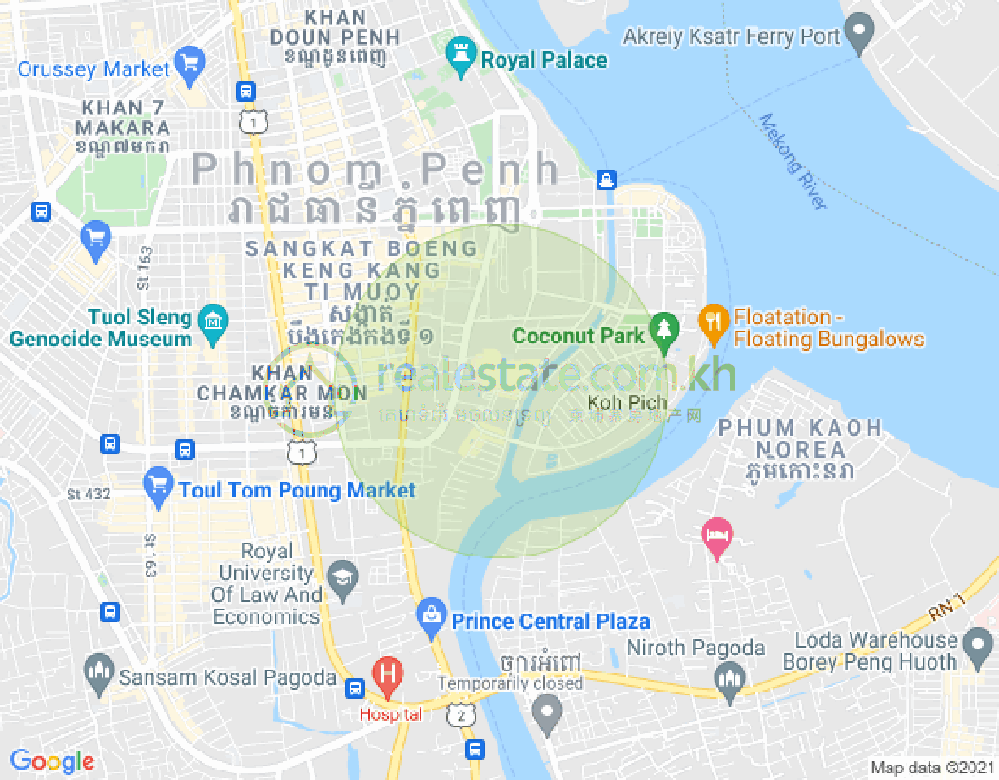 백색하구역, 짬까몬, 프놈펜 지도