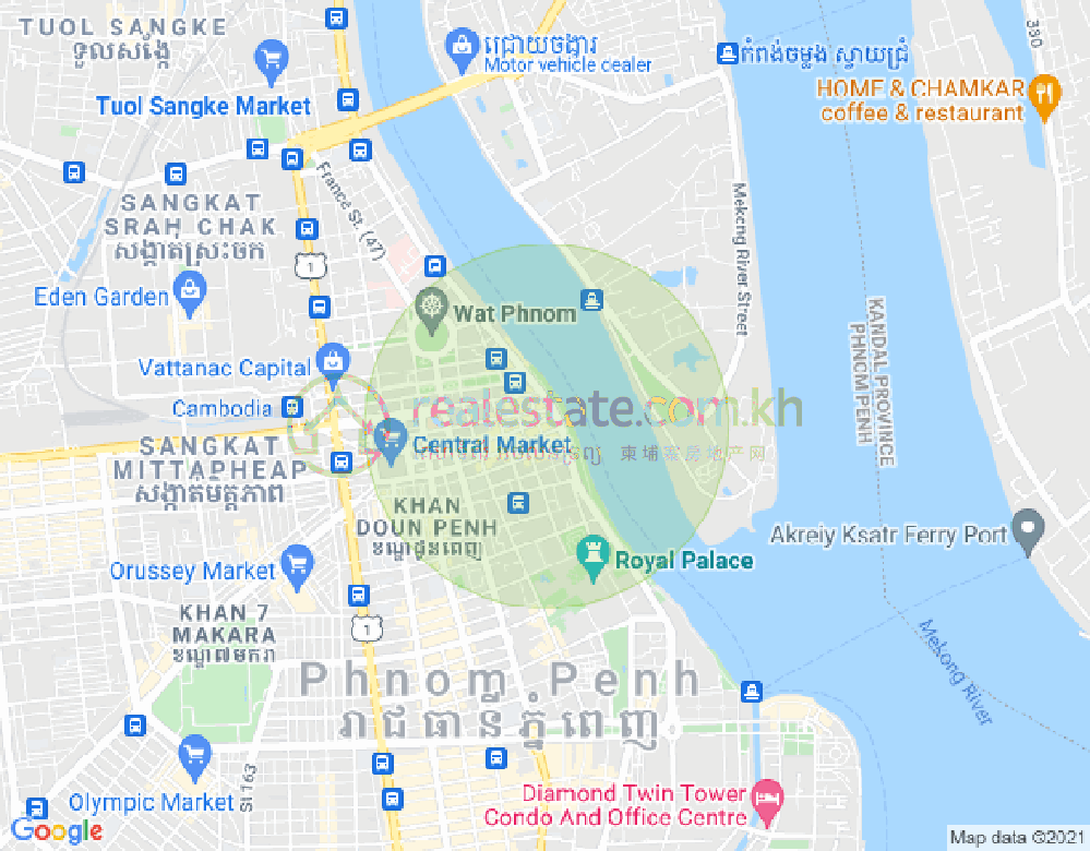 プサーチャス, ドーンペン, プノンペンの地図