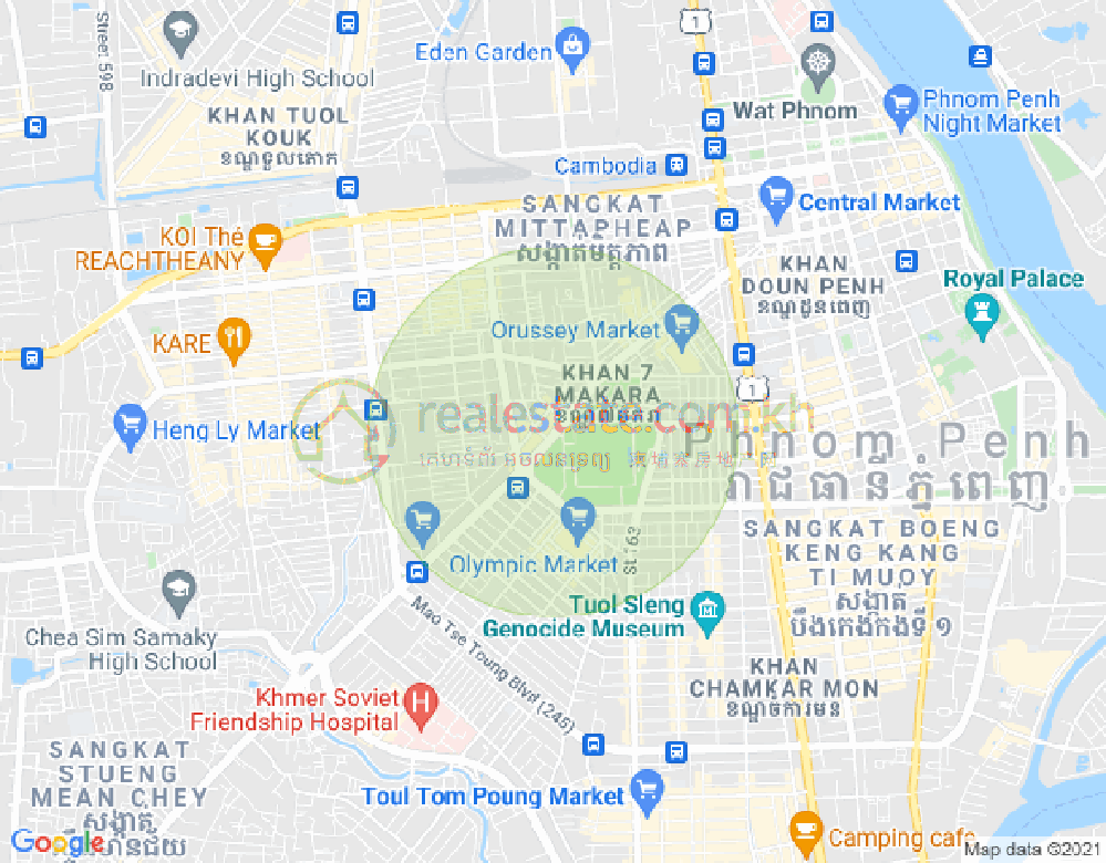 Mapa: Veal Vong, 7 Makara, Phnom Penh