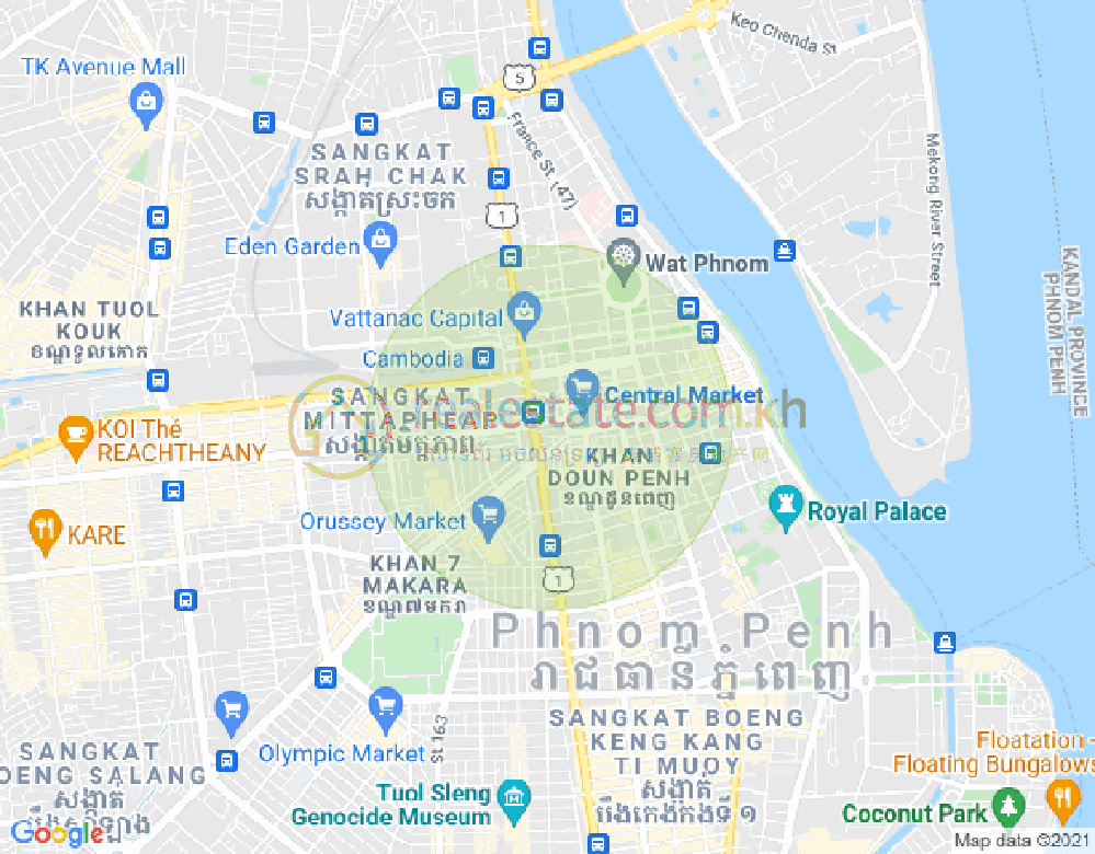 Carte de Phsar Thmei II, Daun Penh, Phnom Penh