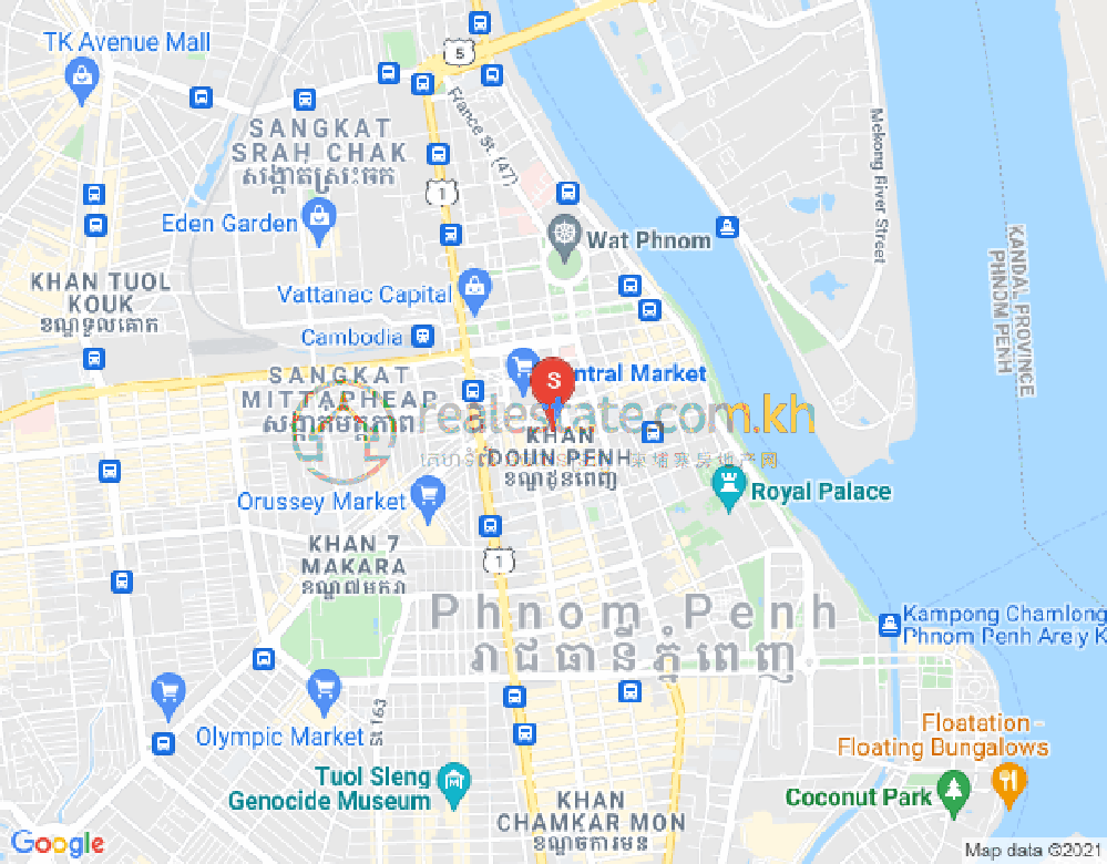 新街市1分区, 隆边区, 金边地图