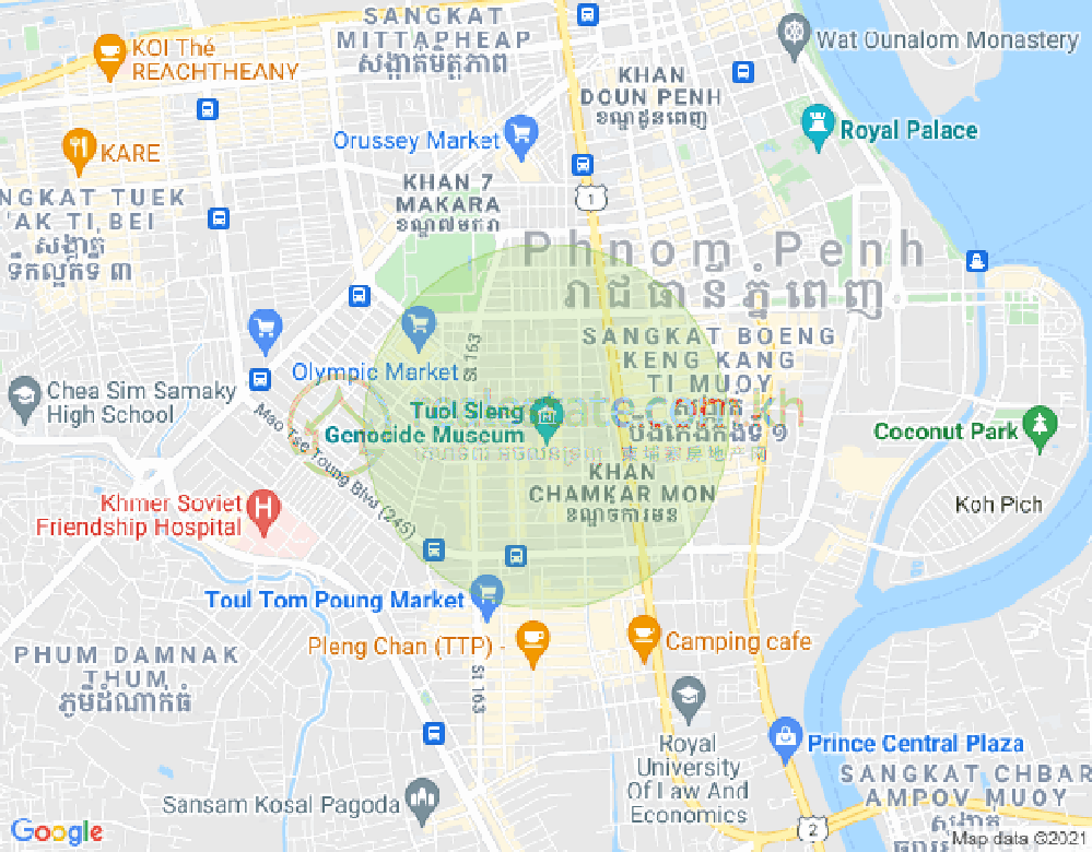 万景岗2分区（BKK2), 波哥堪, 金边地图